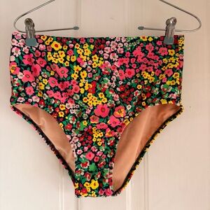 J Crew Factory NWT size medium High-Waist Floral Bikini Bottoms - Bright Multi